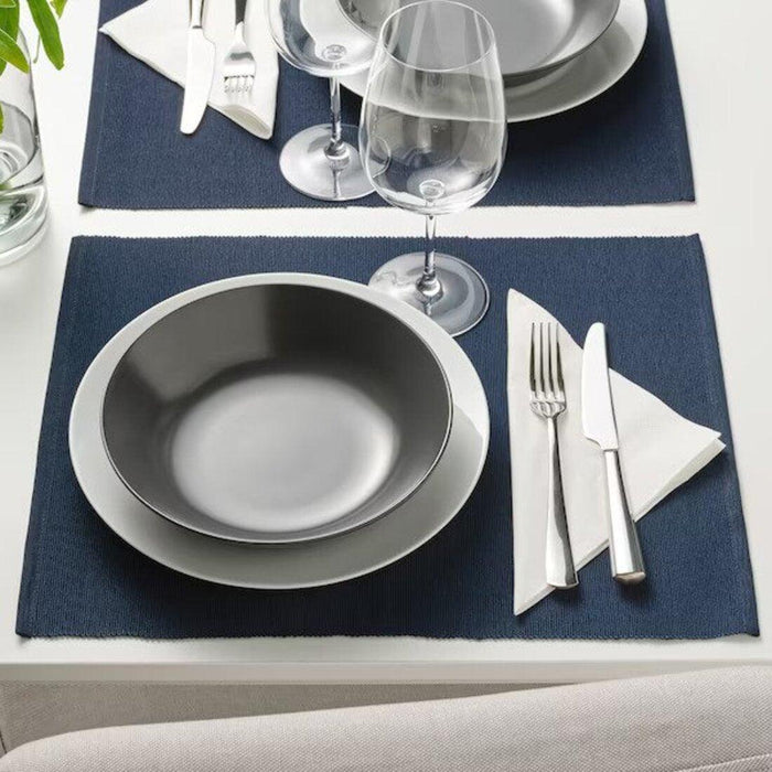 IKEA Dining Set with Side Plates, Bowls, Placemats and Napkins, Blue, 16-Piece
