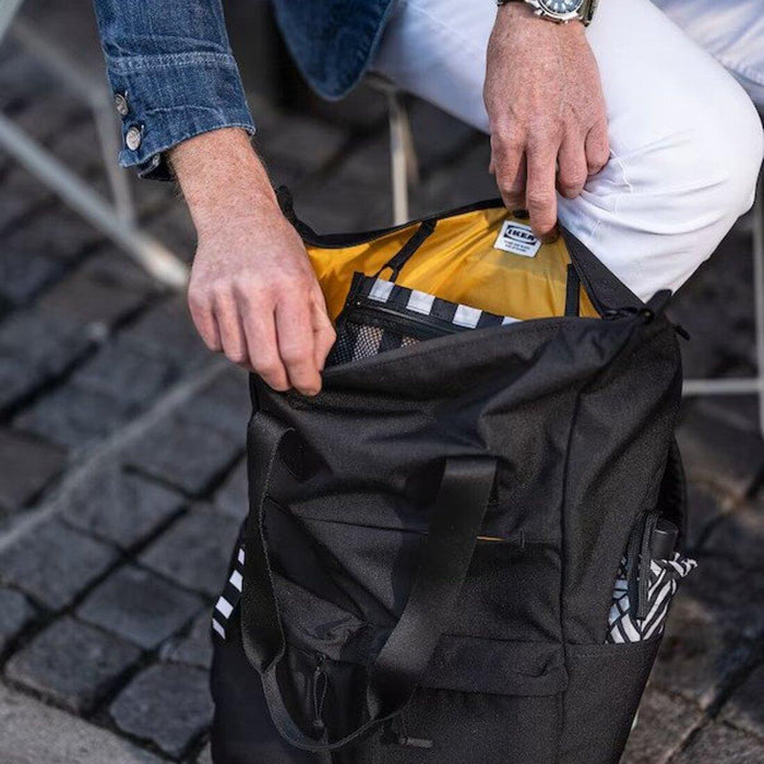 IKEA VÄRLDENS Backpack, black31x15x49 cm/26 l (12 ¼x6x19 ¼ "/7 gallon) with Neck/lumbar pillow