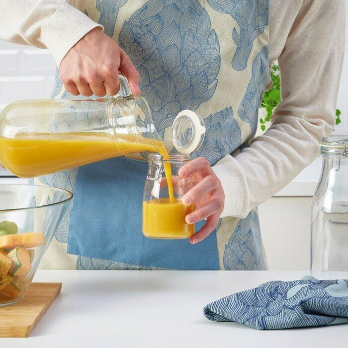 Ikea KORKEN Bottle-shaped jar with lid, clear glass, 0.4 l with Label with string, set of 9, white