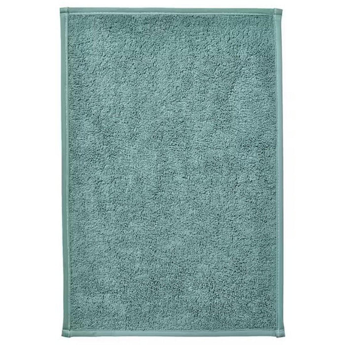 Ikea Bathroom Accessories Set, Includes Bath Mat Turquoise, 40x60 cm, Hand Towel Grey-Turquoise, 40x70 cm, 2 Black Wall Hooks