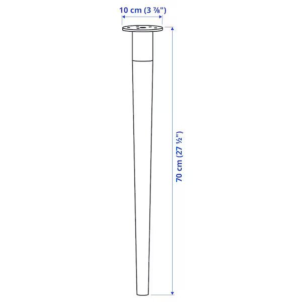 Dimensions of IKEA HILVER Leg cone-shaped, bamboo, 70 cm