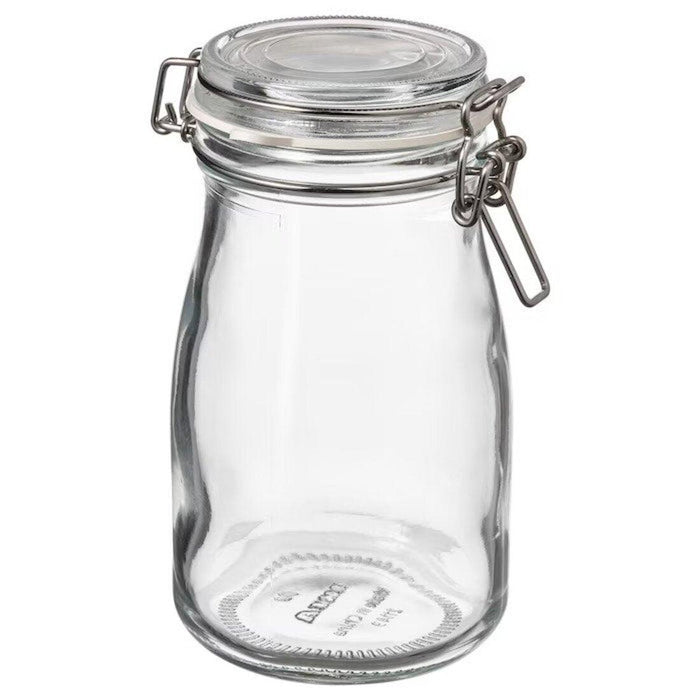 Ikea KORKEN Bottle-shaped jar with lid, clear glass, 0.4 l with Label with string, set of 9, white