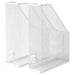 Two white mesh magazine holders on a white background