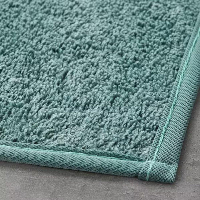 Ikea Bathroom Accessories Set, Includes Bath Mat Turquoise, 40x60 cm, Hand Towel Grey-Turquoise, 40x70 cm, 2 Black Wall Hooks