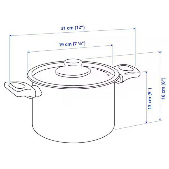 IKEA Non-Stick Cooking Pot with Lid ( 3 L ), Black, Includes Cork Trivets and Cleaning Brush