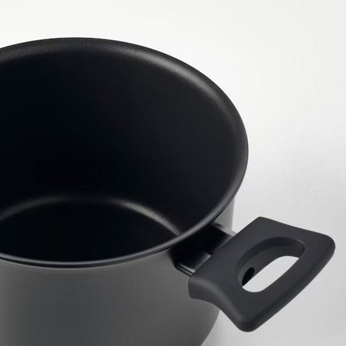 IKEA Non-Stick Cooking Pot with Lid ( 3 L ), Black, Includes Cork Trivets and Cleaning Brush