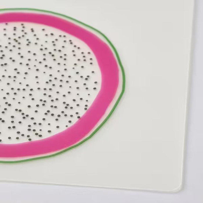 Ikea Place Mat, Deep Plate, and Paper Napkin Set, Multicolor Fruit Pattern, Light Green, White, 40x30 cm Mat, 20 cm Plate