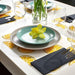 Yellow patterned place mat, a perfect blend of functionality and aesthetics for your dining experience.
