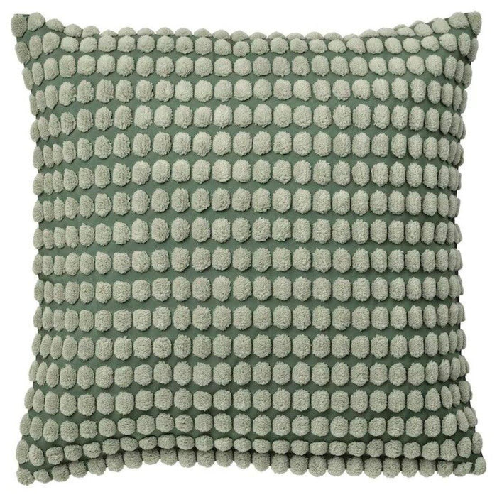 IKEA FIALISA Cushion pad, white, 50x50 cm with Cushion cover, pale grey-green, 50x50 cm