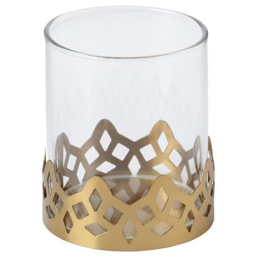 Stylish and sophisticated Glass/Gold-Color Tealight Holder - 8 cm, IKEA  80542659