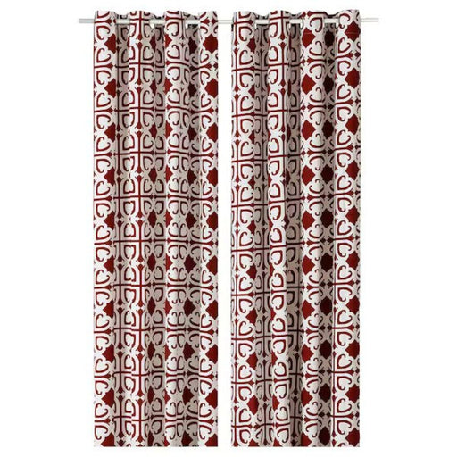 Beautifully patterned Flower/red curtains - 145x300 cm - IKEA