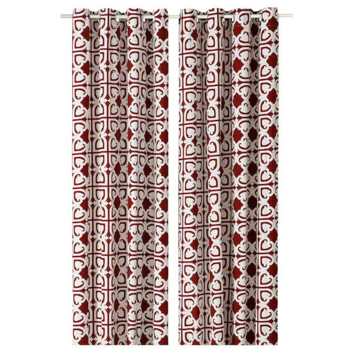 Beautifully patterned Flower/red curtains - 145x300 cm - IKEA