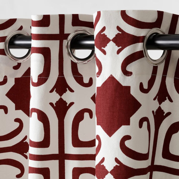 Close-up of the intricate floral pattern on Flower/red curtains - IKEA, 145x300 cm