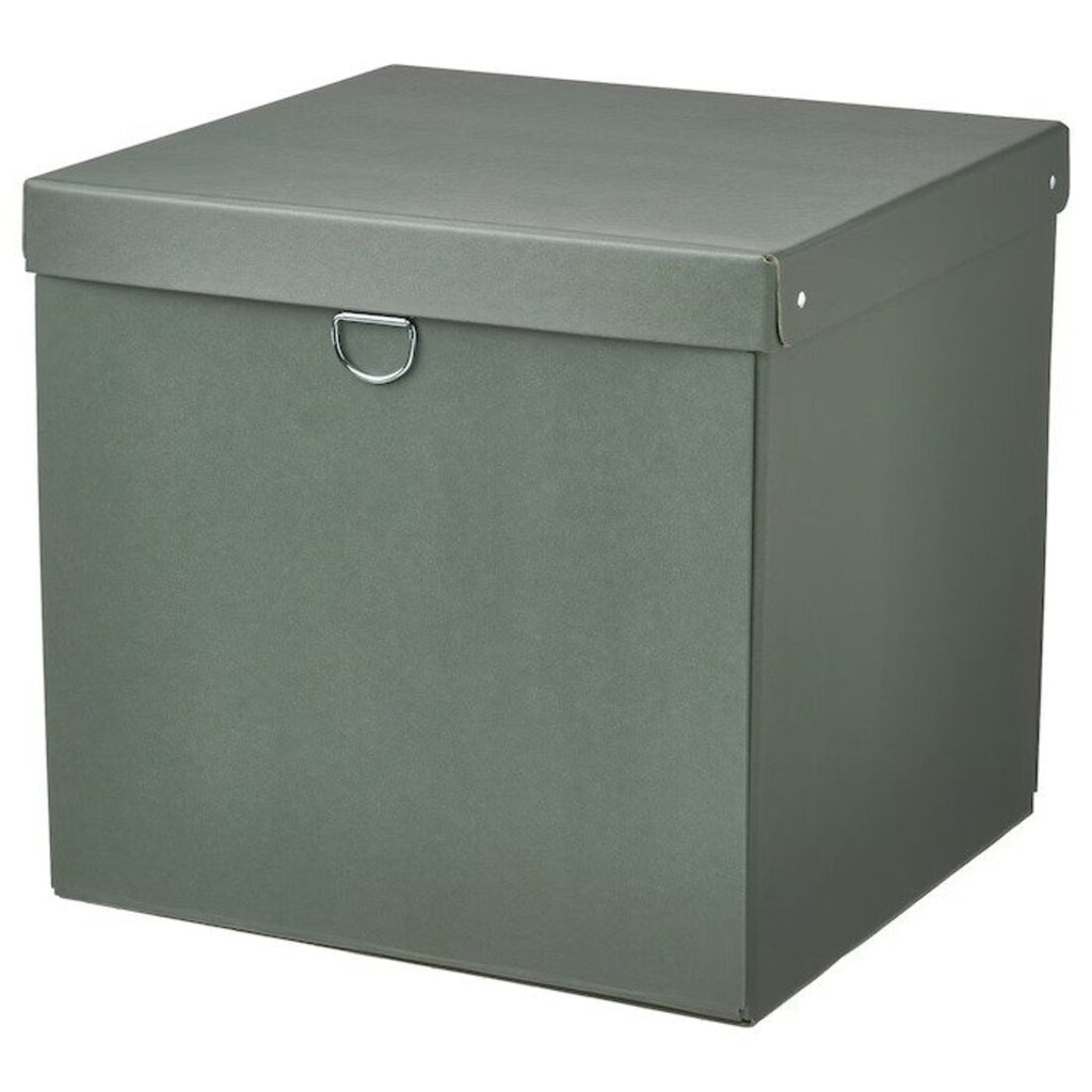 IKEA NIMM Storage box with lid, grey-green, 32x30x30 cm (12 ½x11 ¾x11 ¾ )