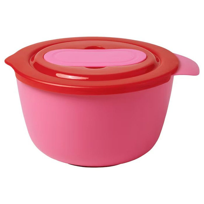 IKEA Mixing Bowl with Lid, Pink/Red, 4 qt: A versatile kitchen essential for your culinary creations. 90551926