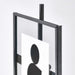 Glass panel with black frame and silhouette icon on a white background