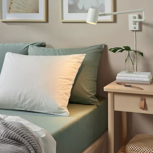 IKEA Fitted Sheet in Grey/Green - Add a touch of serene sophistication to your bed with this stylish sheet 40501731