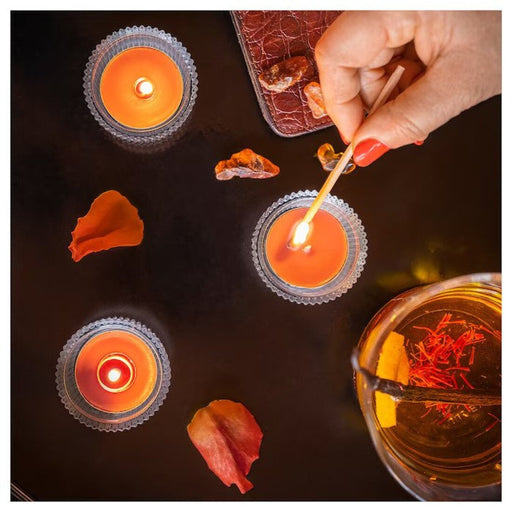 Enchanting Scented Tealight from IKEA - Amber & Rose in Red-Brown Hue