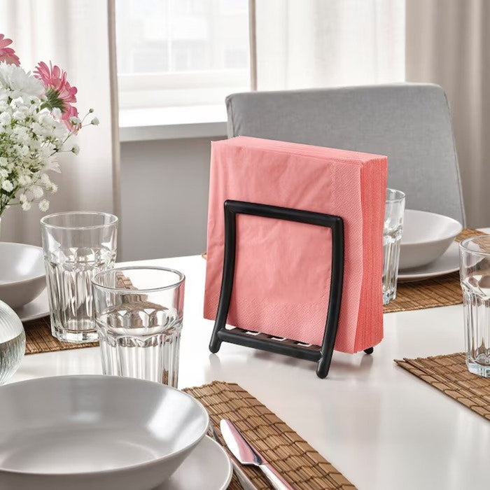 An image of the light pink-orange,Striped Paper Napkins - 50 Pack, 15x15cm | Eco-Friendly and Vibrant Table Decor | IKEA Kitchen Essentials
