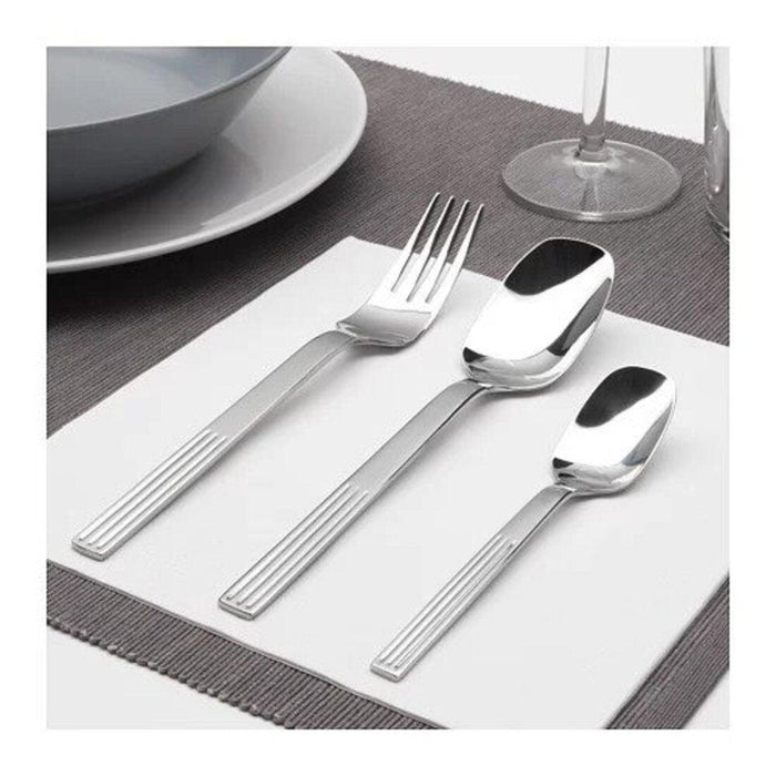 IKEA LJUV Napkin, white/printed45x45 cm (18x18 ")  with JUSTERA cutlery set18 pcs  stainless steel,