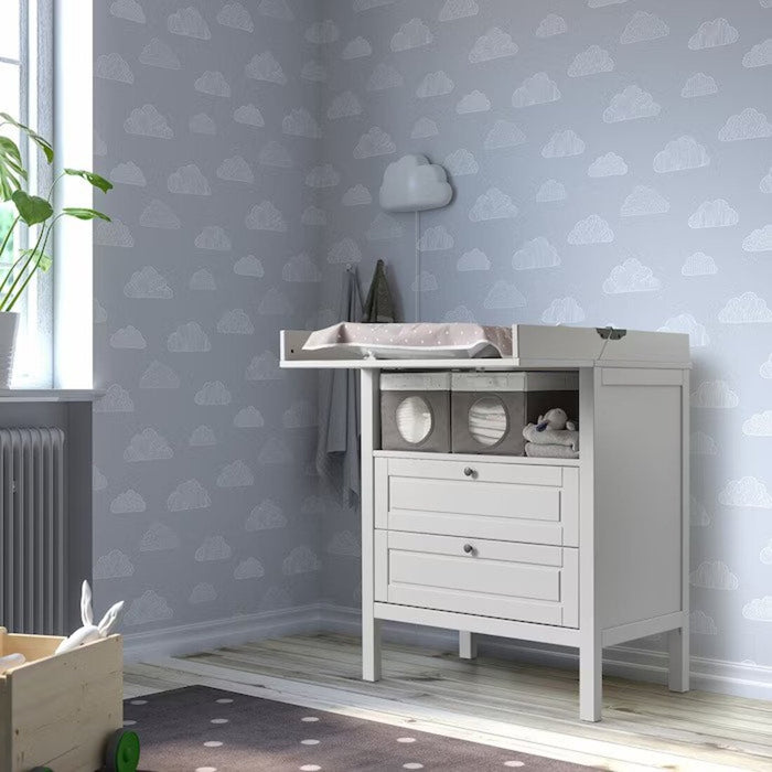 IKEA LEN Box, grey/dotted white, 25x37x22 cm (9 ¾x14 ½x8 ¾ ")