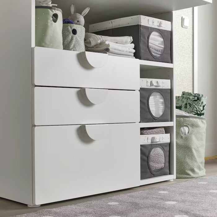 IKEA LEN Box, grey/dotted white, 25x37x22 cm (9 ¾x14 ½x8 ¾ ")