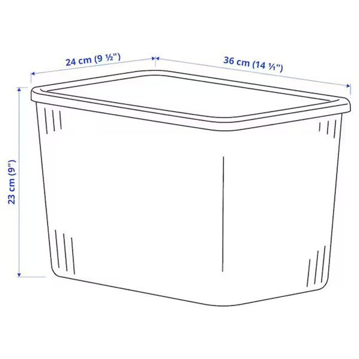 IKEA RYKTA Storage box with lid, transparent grey-blue, 24x36x23 cm/14.5 l (9 ½x14 ¼x9 "/4 gallon)