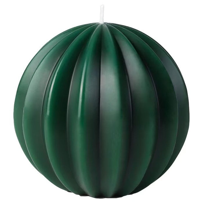 IKEA VINTERFINT Unscented pillar candle, round/green, 9.5 cm (3 ¾ ")