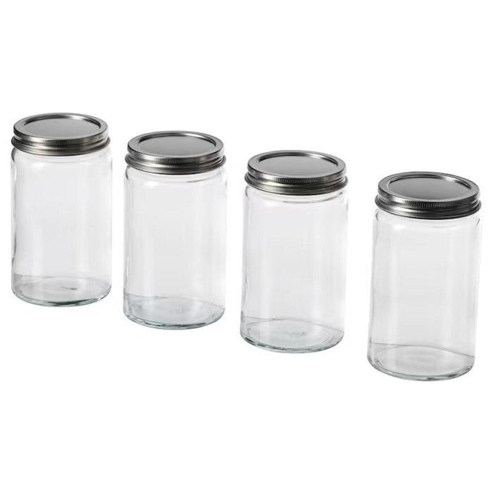 IKEA CITRONHAJ Spice jar, clear glass/stainless steel, 35 cl (12 oz) Pack of 4