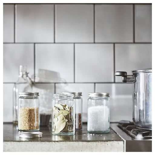 GULDFISK Spice jar, clear glass/stainless steel, 2 oz - IKEA