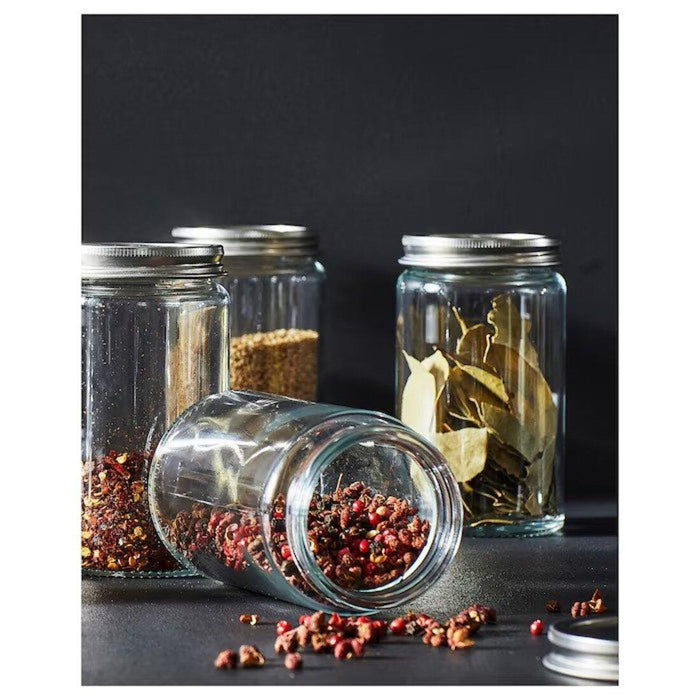 IKEA CITRONHAJ Spice jar, clear glass/stainless steel, 35 cl (12 oz) Pack of 4