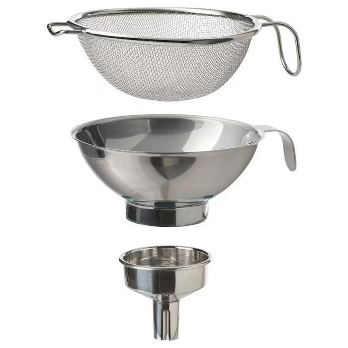 IKEA KORKEN Strainer/funnel set of 3, stainless steel