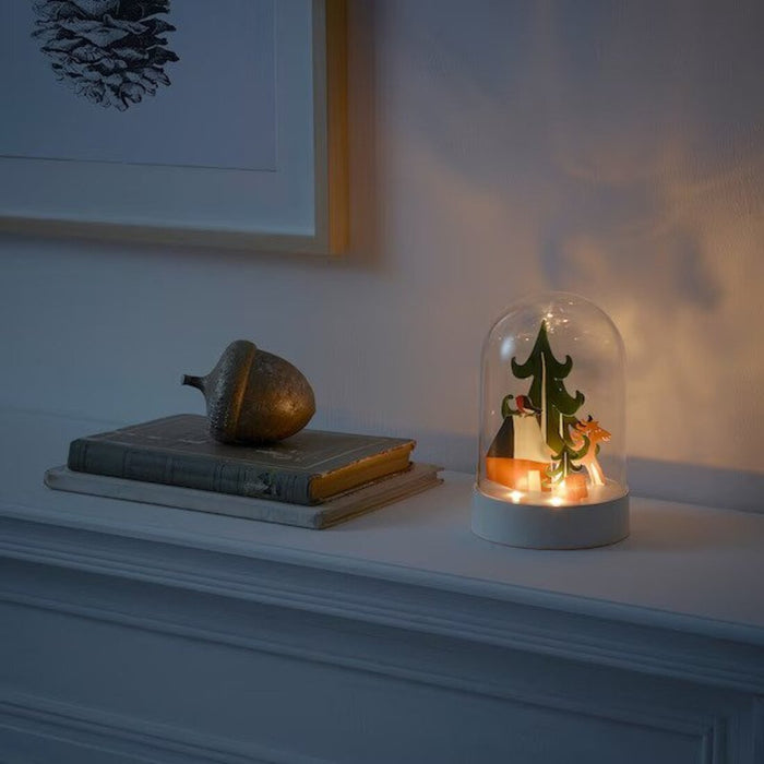 IKEA STRÅLA LED decorative table lamp, dome/forest battery-operated