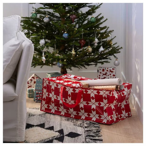Digital Shoppy IKEA Storage bag, floral pattern red, 35x73x30 cm zip large christmas clothes bag digital shoppy