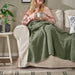 HUMLEMOTT Grey-Green Throw Blanket (130x170 cm) 40549554