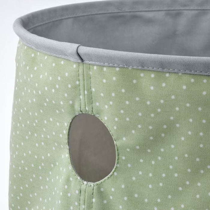 Close-up of the Dotted Green and Light Grey Pattern on the IKEA LEN Storage Bag  50543269