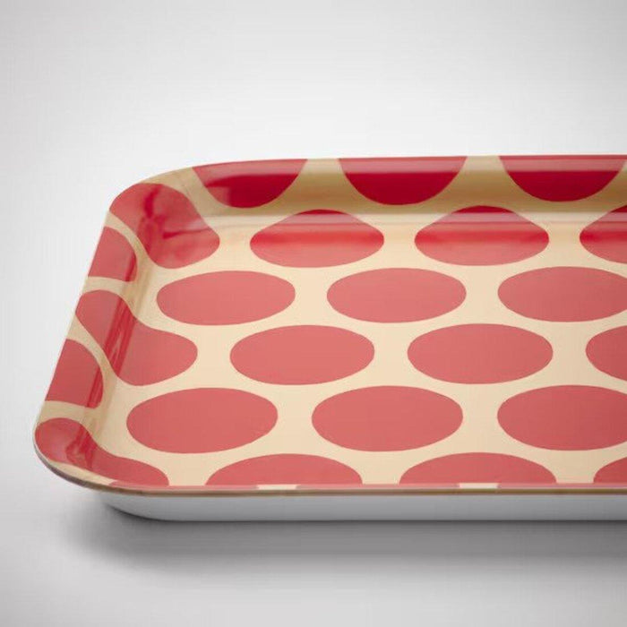 Close-up of the Stylish Dotted Light Beige/Bright Red IKEA SNÖKRABBA Tray  50561531