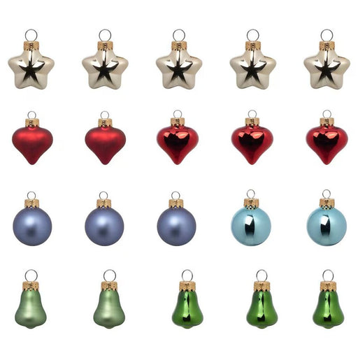An image of IKEA VINTERFINT Decoration, bauble, mixed shapes/glass mixed colours (20 pack)