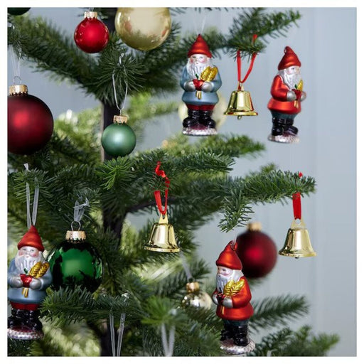 Image of the VINTERFINT Bell-shaped Gold Decorations (3-Pack) hanging from a Christmas tree
