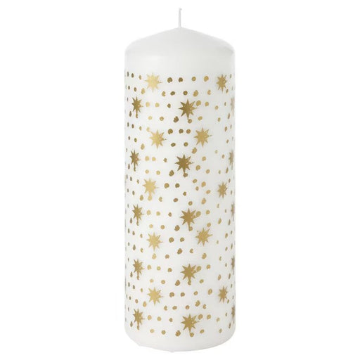 IKEA VINTERFINT gold-color pillar candle for a touch of luxury.