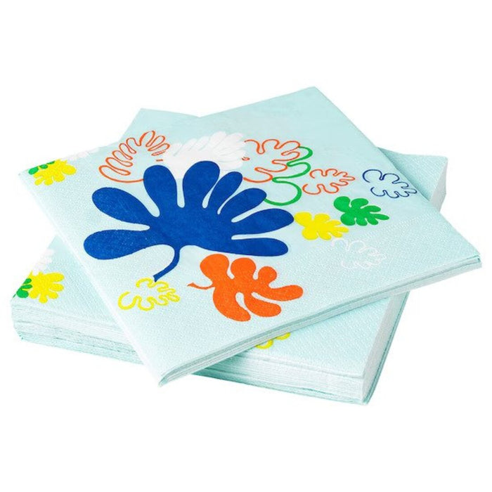 IKEA ROSTVINGE Paper napkin, multicoloured, light leaf pattern, 33x33 cm ( 30 pack)