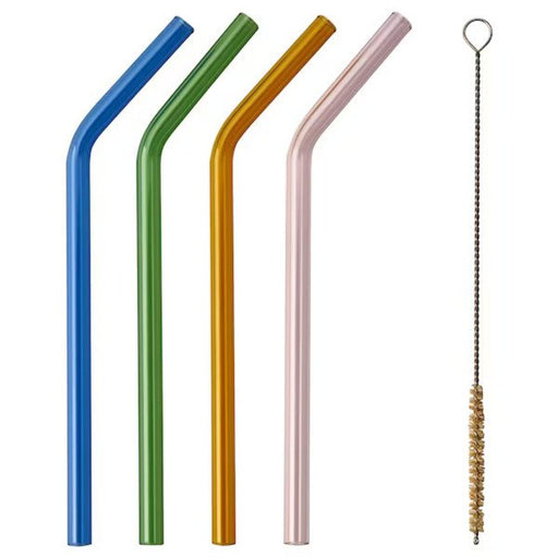 Set of 5 reusable drinking straws with clean brush - IKEA BLÅKÄXA
