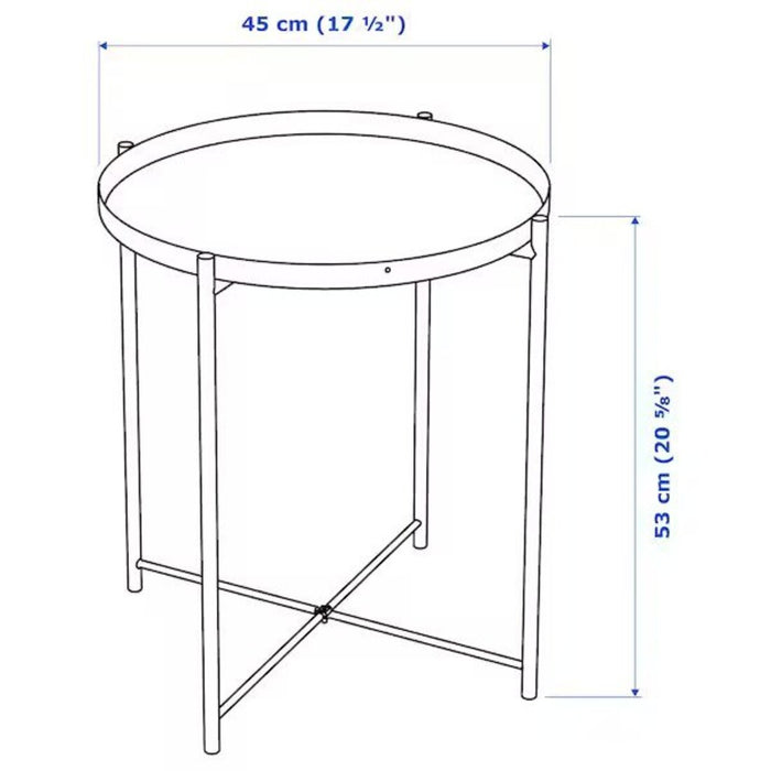 Close-up of the compact size of the IKEA GLADOM Tray Table - 45x53 cm, perfect for smaller living spaces or as an additional surface in larger rooms-60533651
