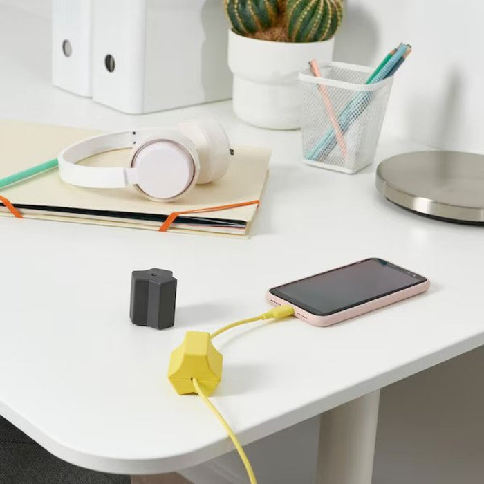 Create an organized charging station with HAVSKÅL USB Anchor in black/yellow-40555738