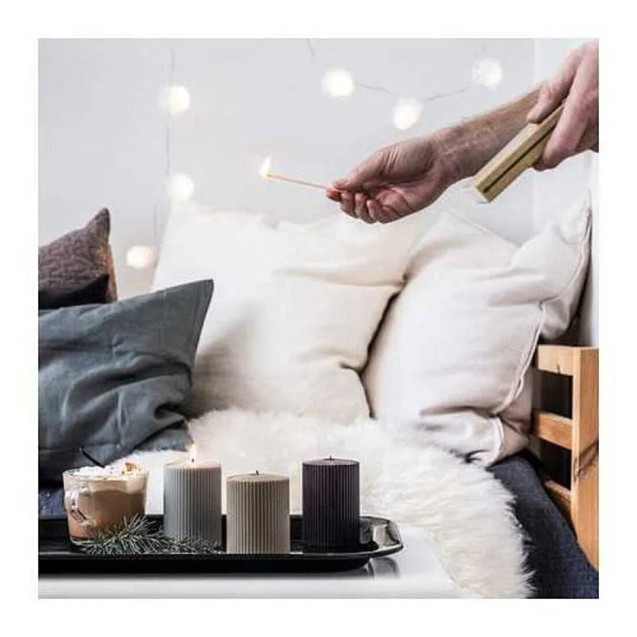 Burning IKEA GLASBJÖRK Scented Block Pillar Candle - Enjoy 30 hours of soothing fragrance and ambient lighting-90533621