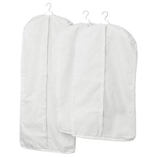 Digital Shoppy Set of 3 fabric garment bags in white and grey hues.  00370893