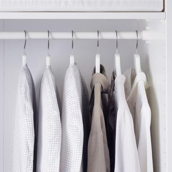 IKEA BUMERANG Coat hanger, natural with STUK Clothes cover, set of 3, white/grey