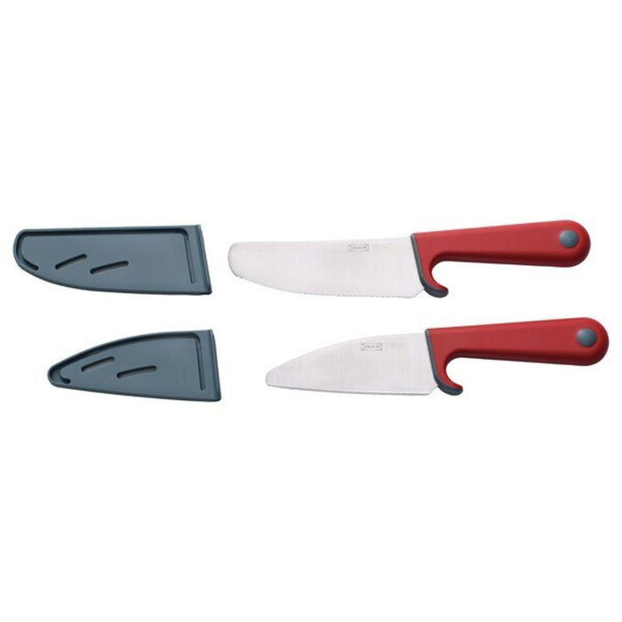 IKEA SMÅBIT 2-piece knife set, light turquoise/bright red