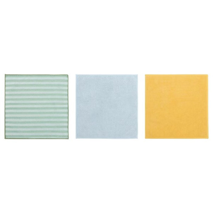 IKEA PEPPRIG Microfiber cloth, green blue/yellow, 28x28 cm, (3 pack)