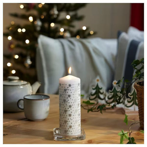 Illuminate your surroundings with the IKEA VINTERFINT Silver Pillar Candle – Subtle and stylish